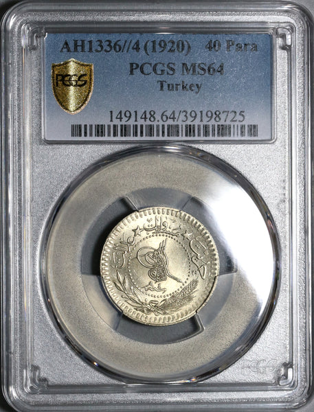 1920 PCGS MS 64 Ottoman Turkey 40 Para 1336//4 Coin POP 5/1