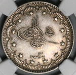 1911 NGC MS 61 Salonika Mint Visit Turkey 5 Kurush Ottoman Empire 1327//3 3K Coins (21110702C)