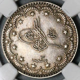 1911 NGC MS 61 Salonika Mint Visit Turkey 5 Kurush Ottoman Empire 1327//3 3K Coins (21110702C)