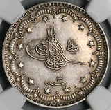 1911 NGC MS 61 Salonika Mint Visit Turkey 5 Kurush Ottoman Empire 1327//3 3K Coins (21110702C)