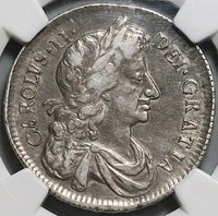 1674 NGC VF 25 Charles II 1/2 Crown Rare Great Britain Silver Coin POP 1/1 (23030301C)