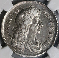 1674 NGC VF 25 Charles II 1/2 Crown Rare Great Britain Silver Coin POP 1/1 (23030301C)