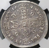 1674 NGC VF 25 Charles II 1/2 Crown Rare Great Britain Silver Coin POP 1/1 (23030301C)