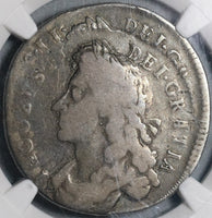 1686 NGC F 15 James II Mint Error 1/2 Crown Great Britain Silver Coin (21032105C