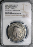 1686 NGC F 15 James II Mint Error 1/2 Crown Great Britain Silver Coin (21032105C