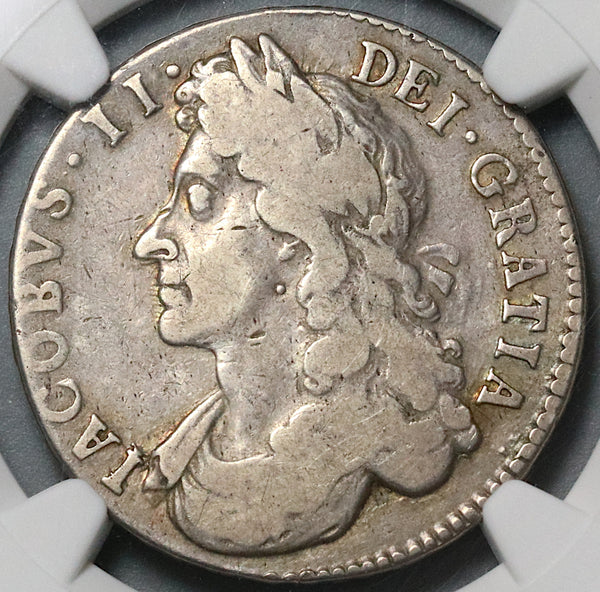 1687 NGC VF 20 James II Great Britain 1/2 Crown England Silver Coin (22011501C)