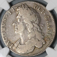 1687 NGC VF 20 James II Great Britain 1/2 Crown England Silver Coin (22011501C)