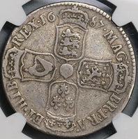 1687 NGC VF 20 James II Great Britain 1/2 Crown England Silver Coin (22011501C)