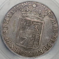1689 ICG F 15 William Mary 1/2 Crown Great Britain Silver 2nd Shield Coin (21061201C)