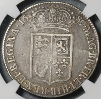 1689 NGC F 15 William Mary 1/2 Crown Great Britain Silver Coin (21020505C)