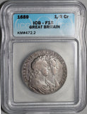 1689 ICG F 15 William Mary 1/2 Crown Great Britain Silver 2nd Shield Coin (21061201C)