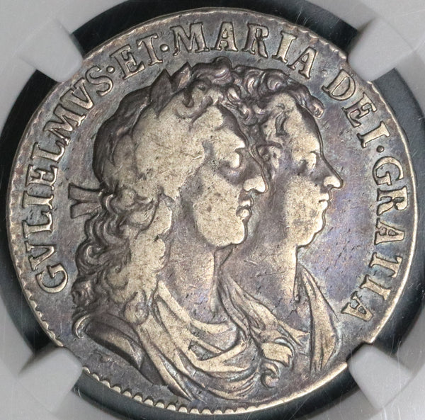 1689 NGC VF 25 William Mary 1/2 Crown Great Britain Silver Coin (21092703C)