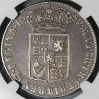 1689 NGC VF 25 William Mary 1/2 Crown Great Britain Silver Coin (21092703C)