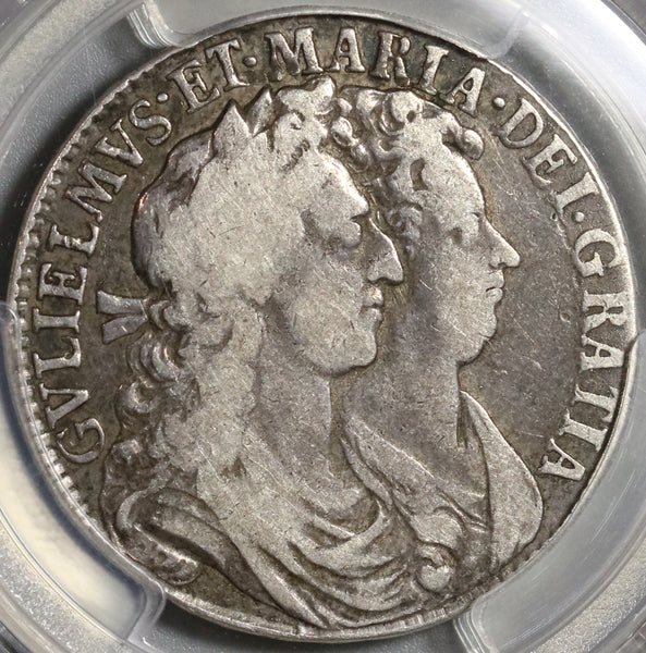 1689 PCGS VF 25 William Mary 1/2 Crown Great Britain Silver Coin (21010402C)