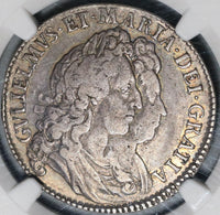 1692 NGC VF 30 William Mary R/G Error 1/2 Crown Great Britain Silver Coin POP 1/0 (21051501C)