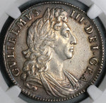 1698 NGC AU Det William III Half 1/2 Crown Great Britain Silver Coin (21101801C)