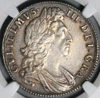 1698 NGC AU Det William III Half 1/2 Crown Great Britain Silver Coin (21101801C)