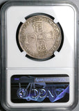 1703 NGC F 15 Anne Vigo 1/2 Crown Great Britain England Spanish Treasure Silver Coin (23032901C)
