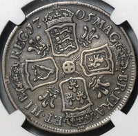 1705 NGC VF 25 Anne 1/2 Crown Great Britain England Silver Rare Coin (20121603C)