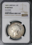 1845 NGC VF Victoria 1/2 Crown Great Britain Sterling Silver Coin (21080801C)