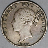 1874 Victoria 1/2 Crown Great Britain AVF Sterling Silver Coin (22070301R)