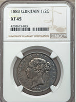 1883 NGC XF 45 Victoria 1/2 Crown Great Britain Silver Sterling Coin (21081801C)