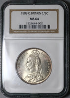 1888 NGC MS 64 Victoria 1/2 Crown Great Britain Gem Silver Coin POP 12/4 (22012802C)