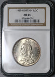 1888 NGC MS 64 Victoria 1/2 Crown Great Britain Gem Silver Coin POP 12/4 (22012802C)