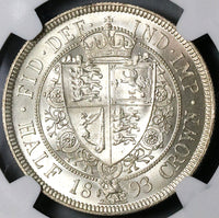 1893 NGC MS 63 Victoria 1/2 Crown Great Britain Mint State Silver Coin (22051904C)