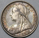 1898 Victoria 1/2 Crown XF Great Britain Silver Coin (20082704R)