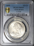 1899 PCGS MS 63 Victoria 1/2 Crown Great Britain Silver Coin (20011101D)
