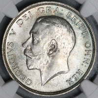 1913 NGC MS 64 1/2 Crown George V Great Britain Silver Sterling Coin (18091610C)
