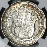1914 NGC MS 64 1/2 Crown George V Great Britain Silver WWI Coin (21022702D)