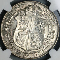 1915 NGC MS 62 1/2 Crown George V Great Britain Sterling Silver Coin (23012003C)