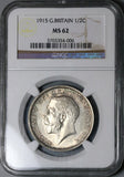 1915 NGC MS 62 1/2 Crown George V Great Britain Sterling Silver Coin (23012003C)