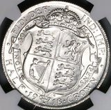 1918 NGC MS 64 1/2 Crown George V Great Britain Sterling Silver Coin (23033002C)