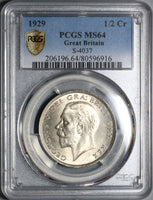 1929 PCGS MS 64 1/2 Crown George V Great Britain Silver Coin (21080101D)