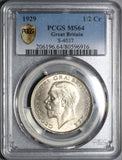 1929 PCGS MS 64 1/2 Crown George V Great Britain Silver Coin (21080101D)