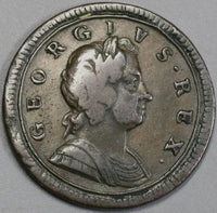 1723 George I 1/2 Penny Great Britain VF Colonial Copper Coin (19021202R)