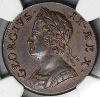 1746 NGC MS 62 George II 1/2 Penny Great Britain Mint State Coin (19072301C)