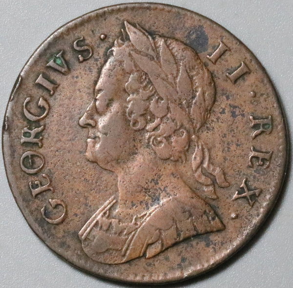 1746 1/2 Penny George II Great Britain Copper Colonial Coin (21100302R)