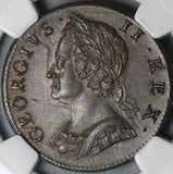 1747 NGC MS 62 George II 1/2 Penny Great Britain Coin POP 2/2 (22080303C)