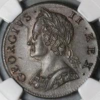 1747 NGC MS 62 George II 1/2 Penny Great Britain Coin POP 2/2 (22080303C)