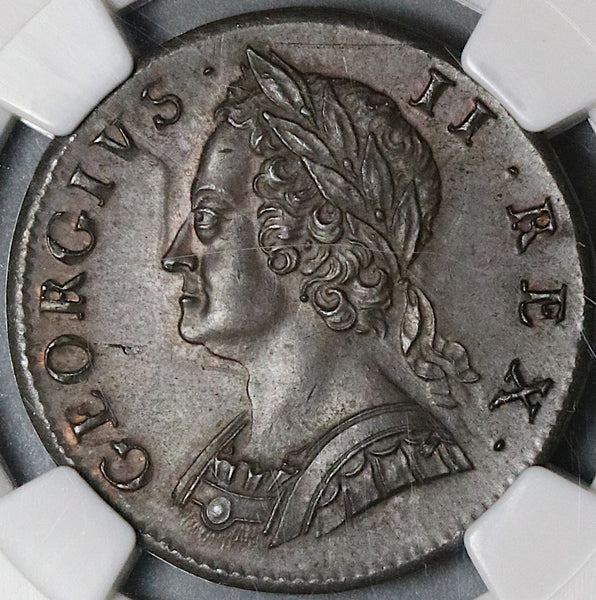 1747 NGC MS 62 George II 1/2 Penny Great Britain Coin POP 2/2 (22080303C)