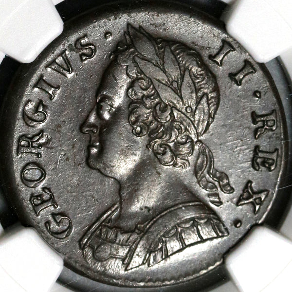 1749 NGC AU 55 George II 1/2 Penny Great Britain Colonial Copper Coin (20091302C)