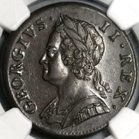 1749 NGC AU 55 George II 1/2 Penny Great Britain Colonial Copper Coin (20091302C)