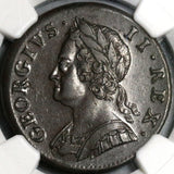 1749 NGC AU 55 George II 1/2 Penny Great Britain Colonial Copper Coin (20091302C)
