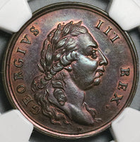 1789 NGC MS 64 Bath 1/2 Penny George III Visit Conder Somersetshire D&H 27 (22020404C)