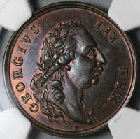 1789 NGC MS 64 Bath 1/2 Penny George III Visit Conder Somersetshire D&H 27 (22020404C)