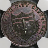 1789 NGC MS 64 Bath 1/2 Penny George III Visit Conder Somersetshire D&H 27 (22020404C)